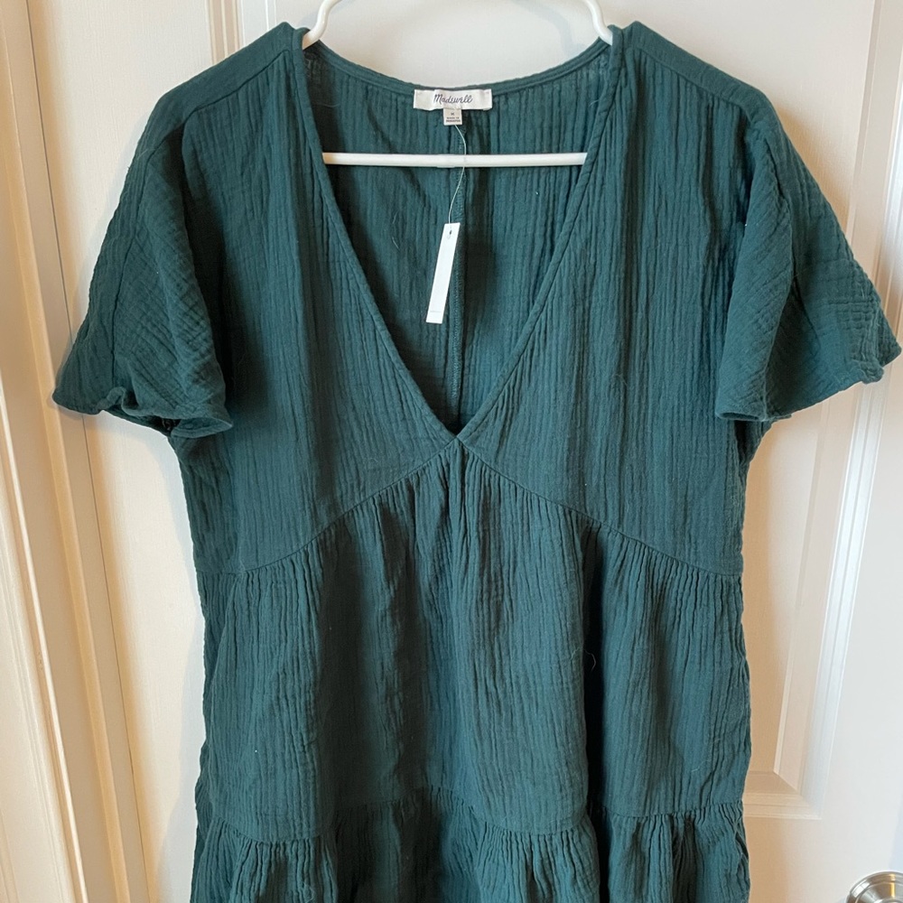 Madewell Teal V- Neck Mini Dress- NWT